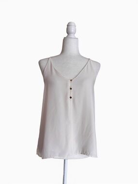 LOFT Ivory V Neck Racerback Chiffon Cami Tank Womens Size S